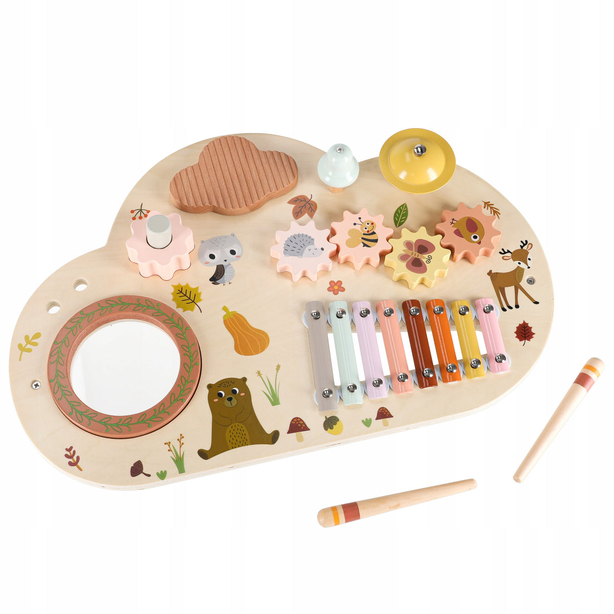 WOODEN EDUCATIONAL TABLE MUSIC SENSORY BOARD FOR CHILDREN 7IN1 Brand Ikonka