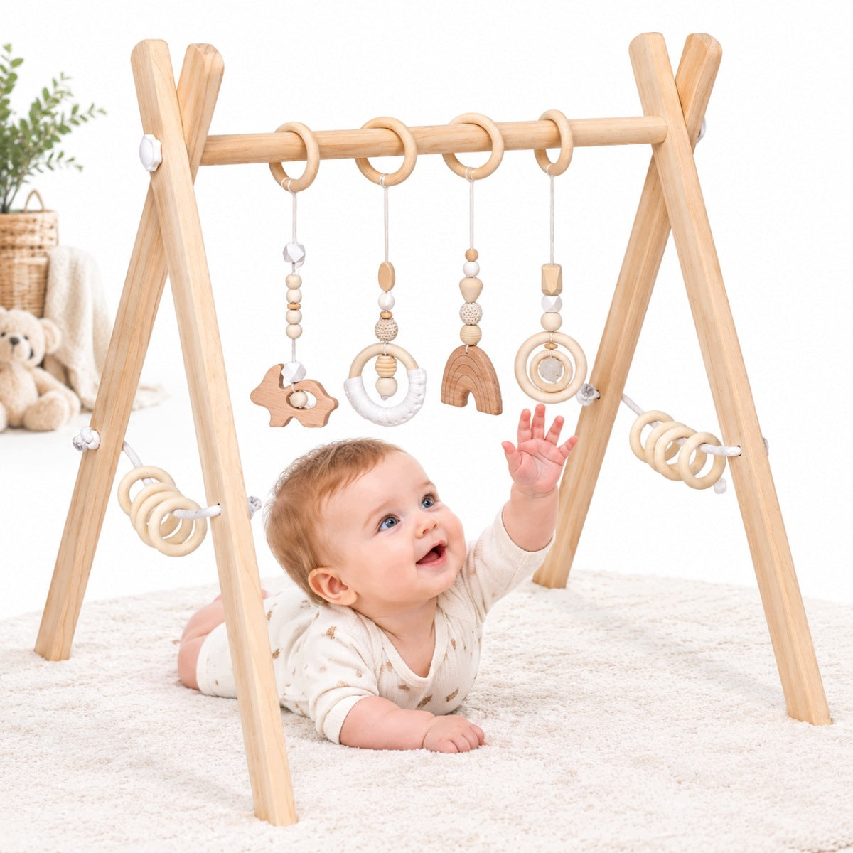 WOODEN Educational Stand Gymnastic Baby Gym for Babies