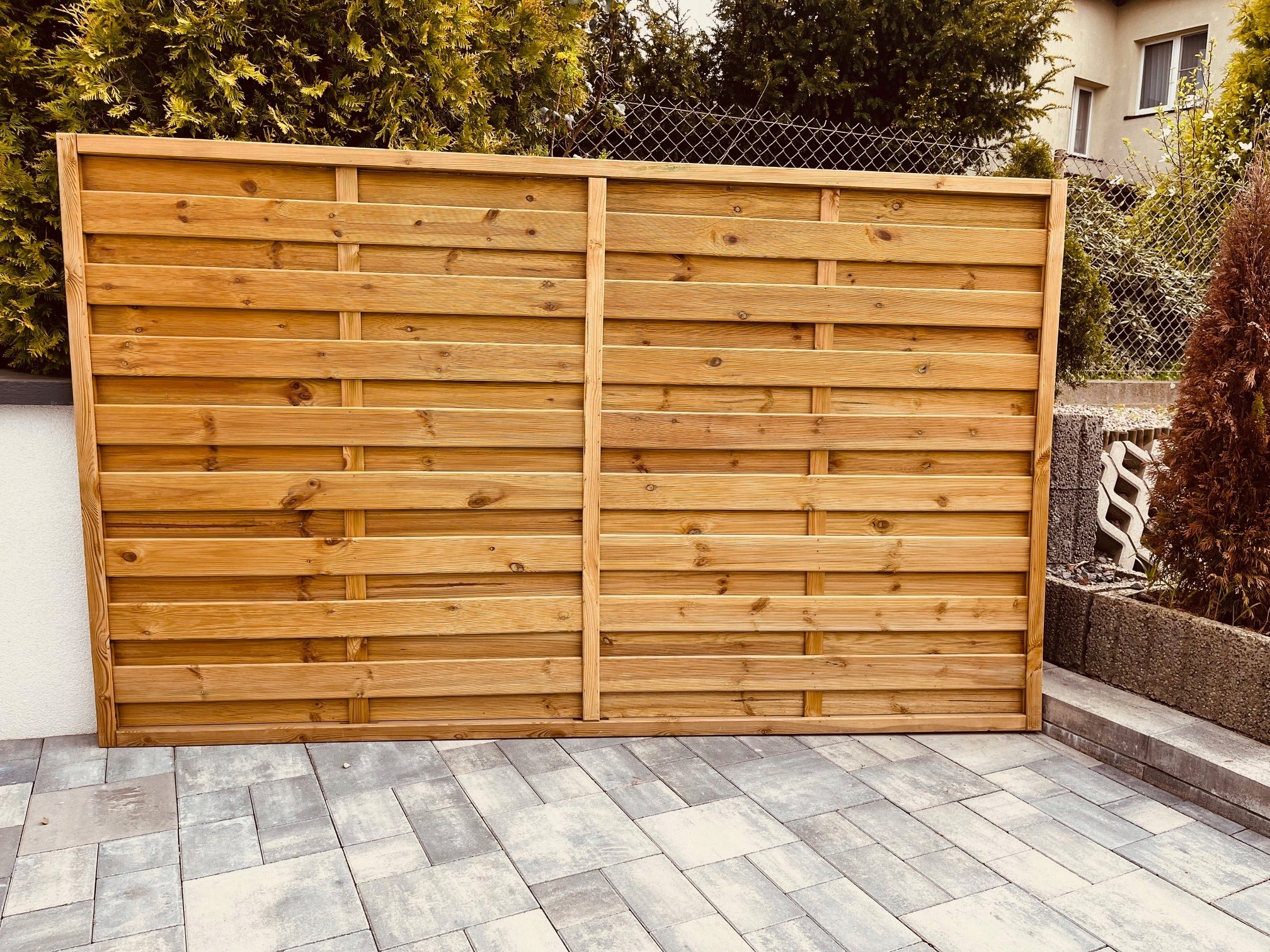 WOODEN FENCE SPAN 250x150 LAMELLA FENCE GARDEN FENCE Manufacturer code Płot pełen prosty 250x150 cm