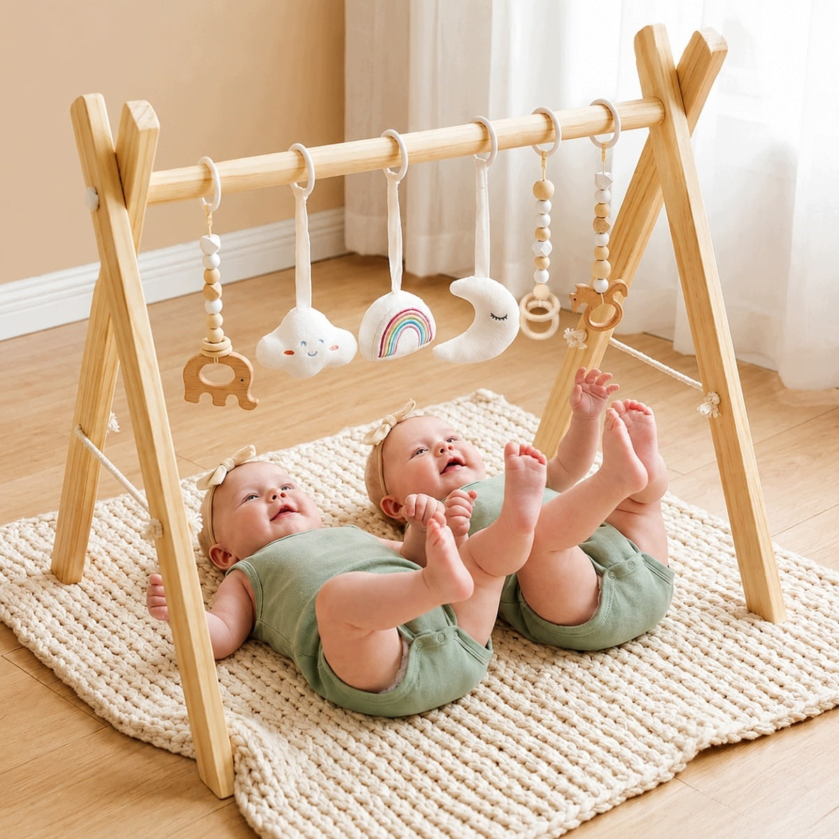 WOODEN FOLDING GYMNASTIC GATE 0-18 MONTHS 6 COLORFUL TOYS Brand no brand