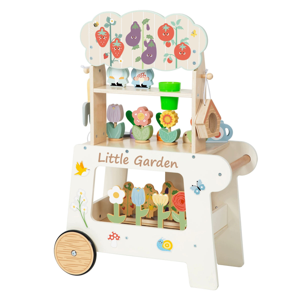 WOODEN GARDEN CART LITTLE GARDENER MOBILE GARDEN SHOP TOOKY TOY Kid's age 3＋ years