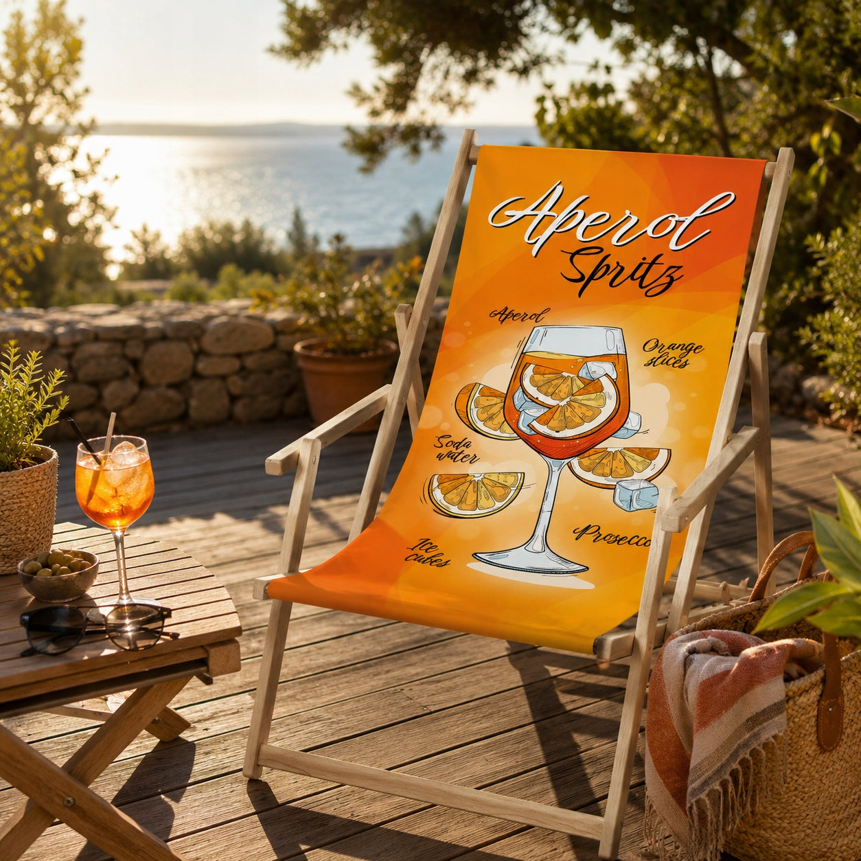 WOODEN GARDEN LOUNGER WITH ARMREST BEACH LOUNGER FOLDING ARMCHAIR ECO Packaging status original