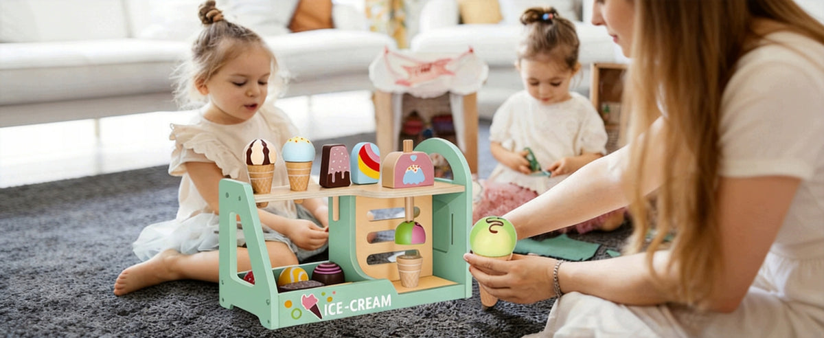 WOODEN ICE CREAM PARLOR SET FOR CHILDREN SAFETY CUTE TOY APPEARANCE Manufacturer code ZA5937