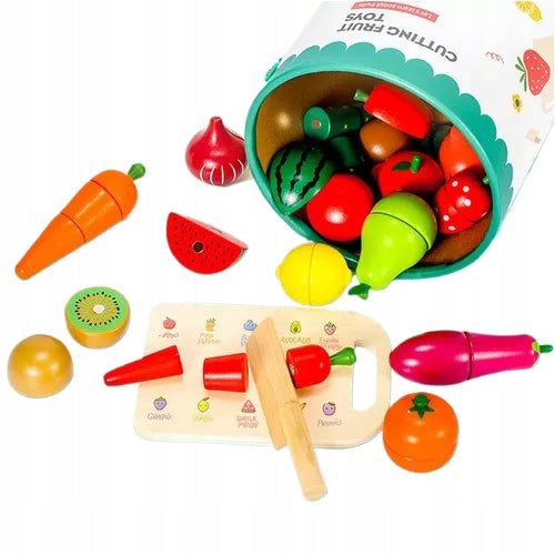 WOODEN KITCHEN ACCESSORIES VEGETABLES AND FRUITS LARGE SET BOARD KNIFE GIFT Brand Pan i Pani Gadżet