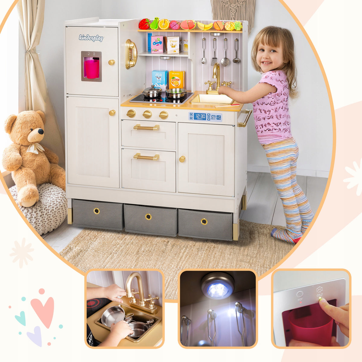 WOODEN KITCHEN FOR CHILDREN KINDERPLAY LED LIGHT SOUND PREMIUM MODEL Manufacturer code GS0060-1