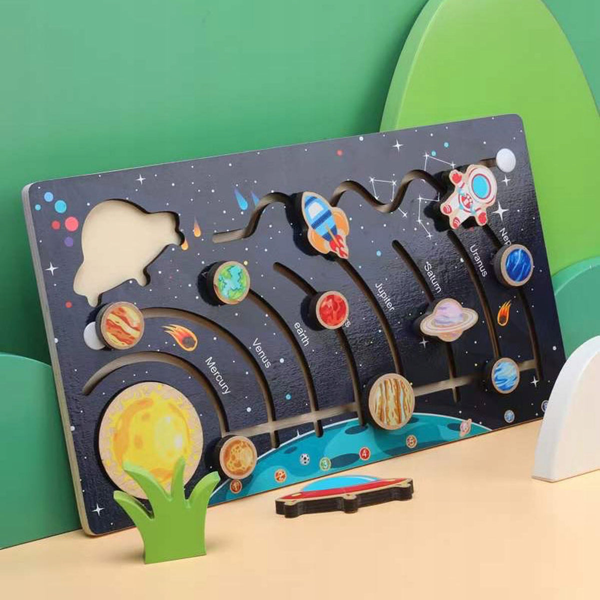 WOODEN LABYRINTH SOLAR SYSTEM MONTESSORI PLANET EAN (GTIN) 5904158314239