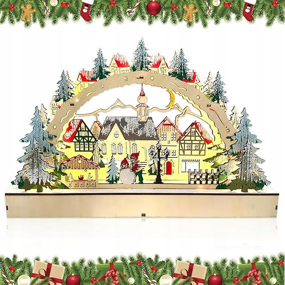 WOODEN LED LIGHT ARCH FOR TABLE AND WINDOW SILL WOODEN CHRISTMAS DECORATION Brand Prezent