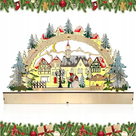 WOODEN LED LIGHT ARCH FOR TABLE AND WINDOW SILL WOODEN CHRISTMAS DECORATION
