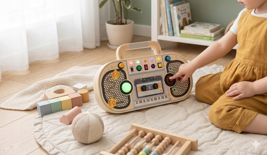 WOODEN MANIPULATION BOARD for one year sensory child Manufacturer code RADIO PIOSENKI MUZYKA DZWIĘKI DETALihurt