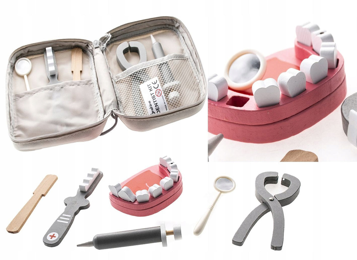WOODEN MEDICAL KIT DOCTOR DENTIST Dentist Set Bag