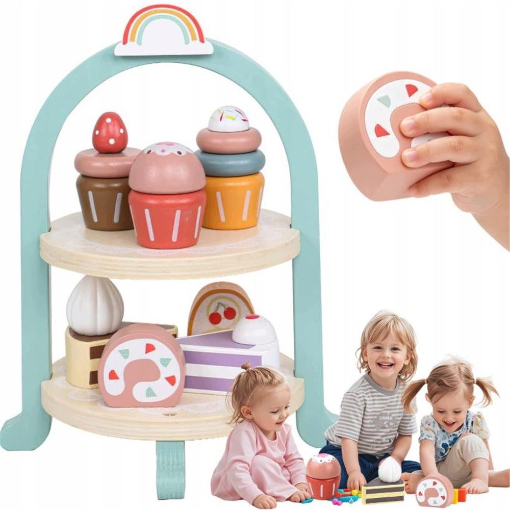 WOODEN PATERA FOR CHILDREN LARGE TEA SET SNACKS COOKIES SUGAR Brand no brand