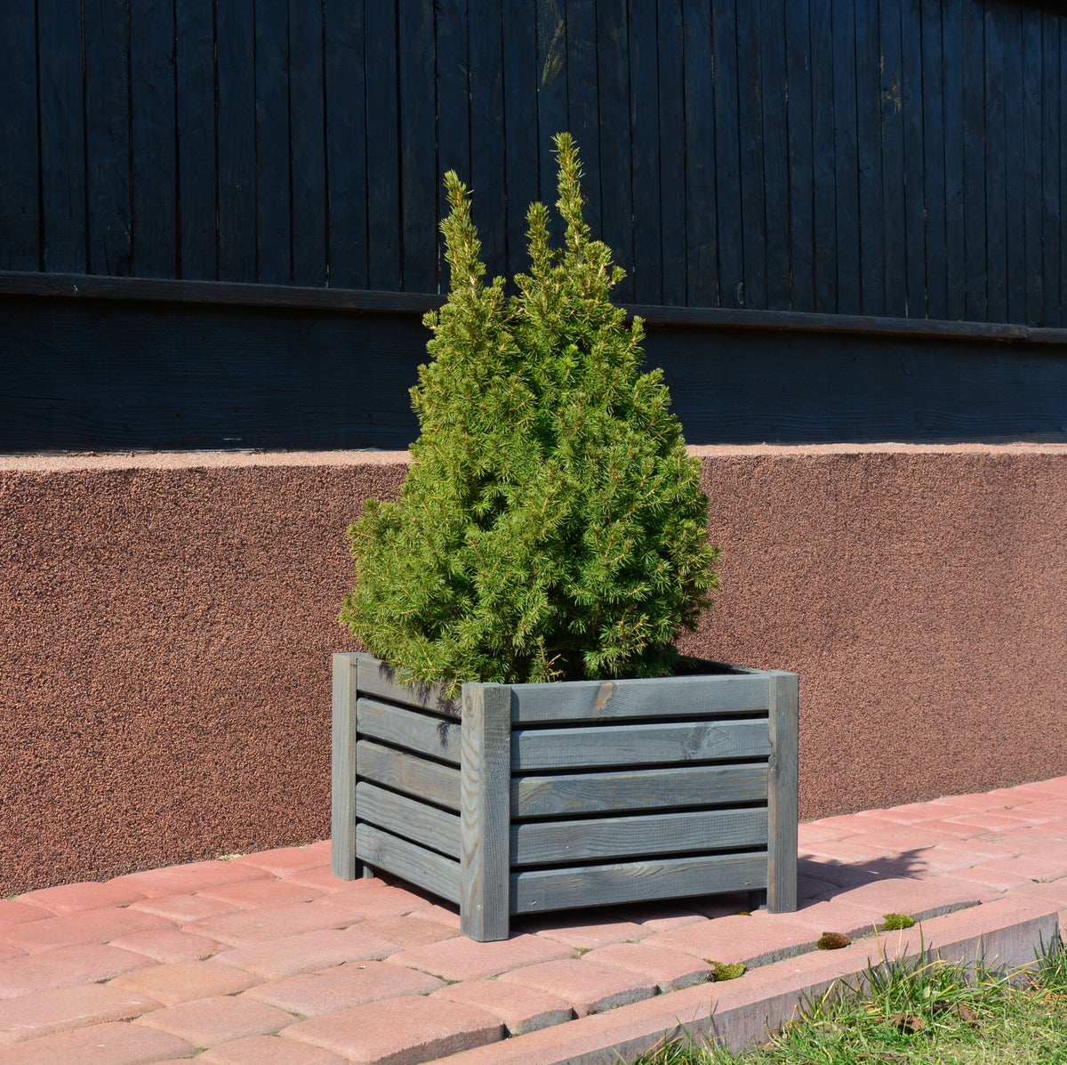 WOODEN PLANTER COVER 38 cm FOR CHRISTMAS TREE Manufacturer code donica antracyt 38 cm