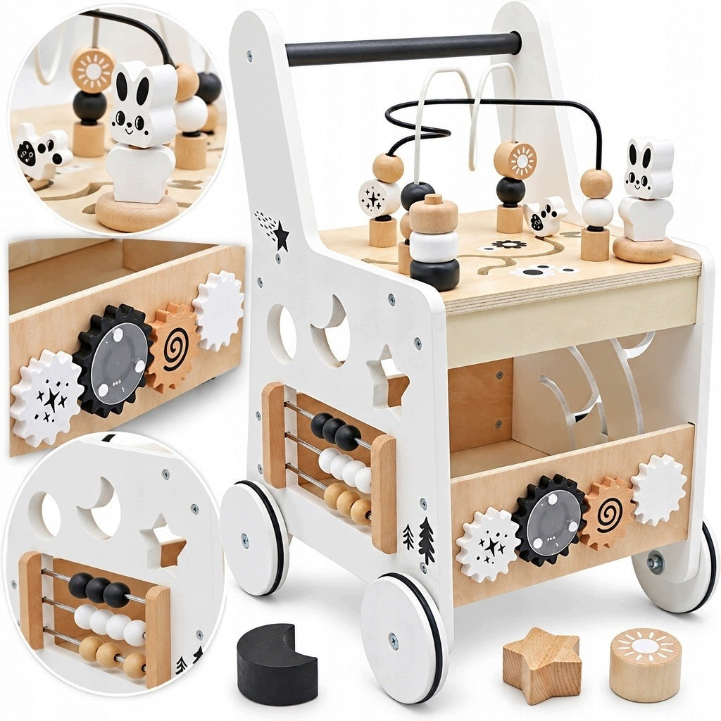 WOODEN PUSHER EDUCATIONAL MULTIFUNCTIONAL WITH TOYS FOR BABY 12M+