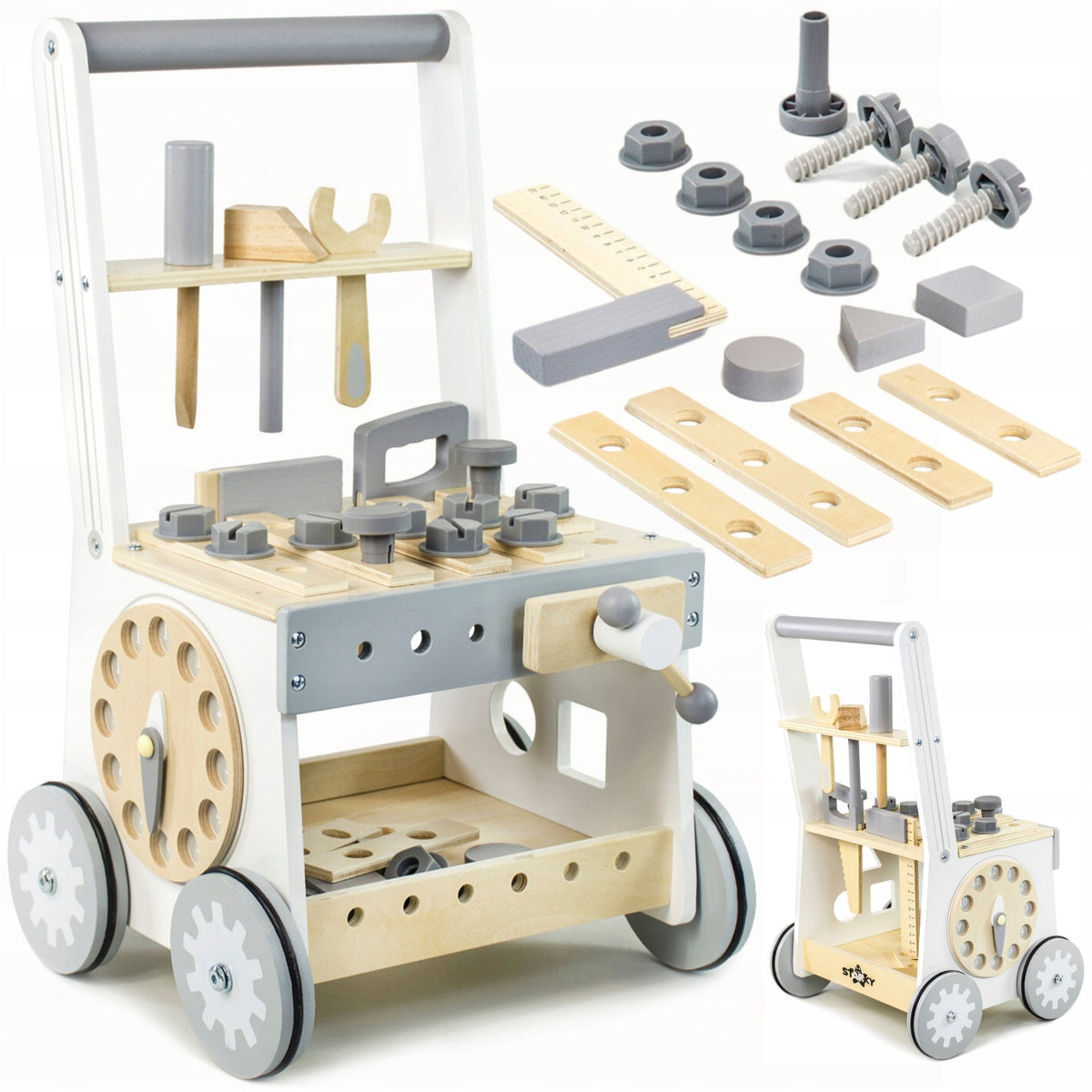 WOODEN PUSHER RIDE-ON FOR CHILDREN GIFT FOR CHILD EDUCATIONAL TABLE