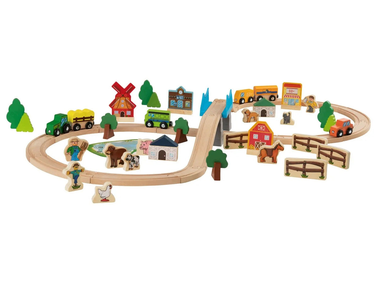 WOODEN RAILWAY FARM 57 EL. TRAIN TRACTOR PLAYTIVE P52