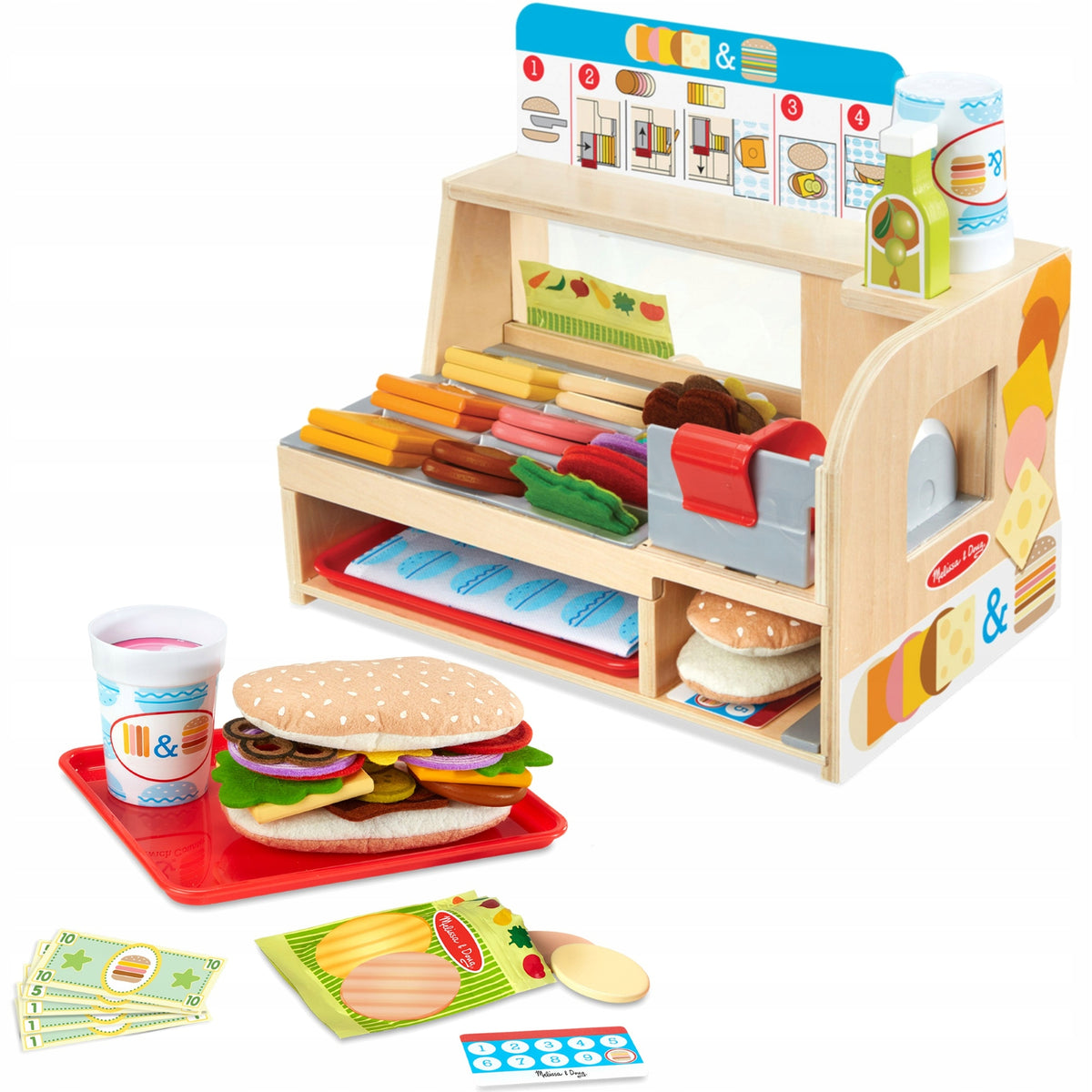 WOODEN SANDWICH BAR MELISSA&DOUG KITCHEN RESTAURANT FOR CHILDREN 56 EL.