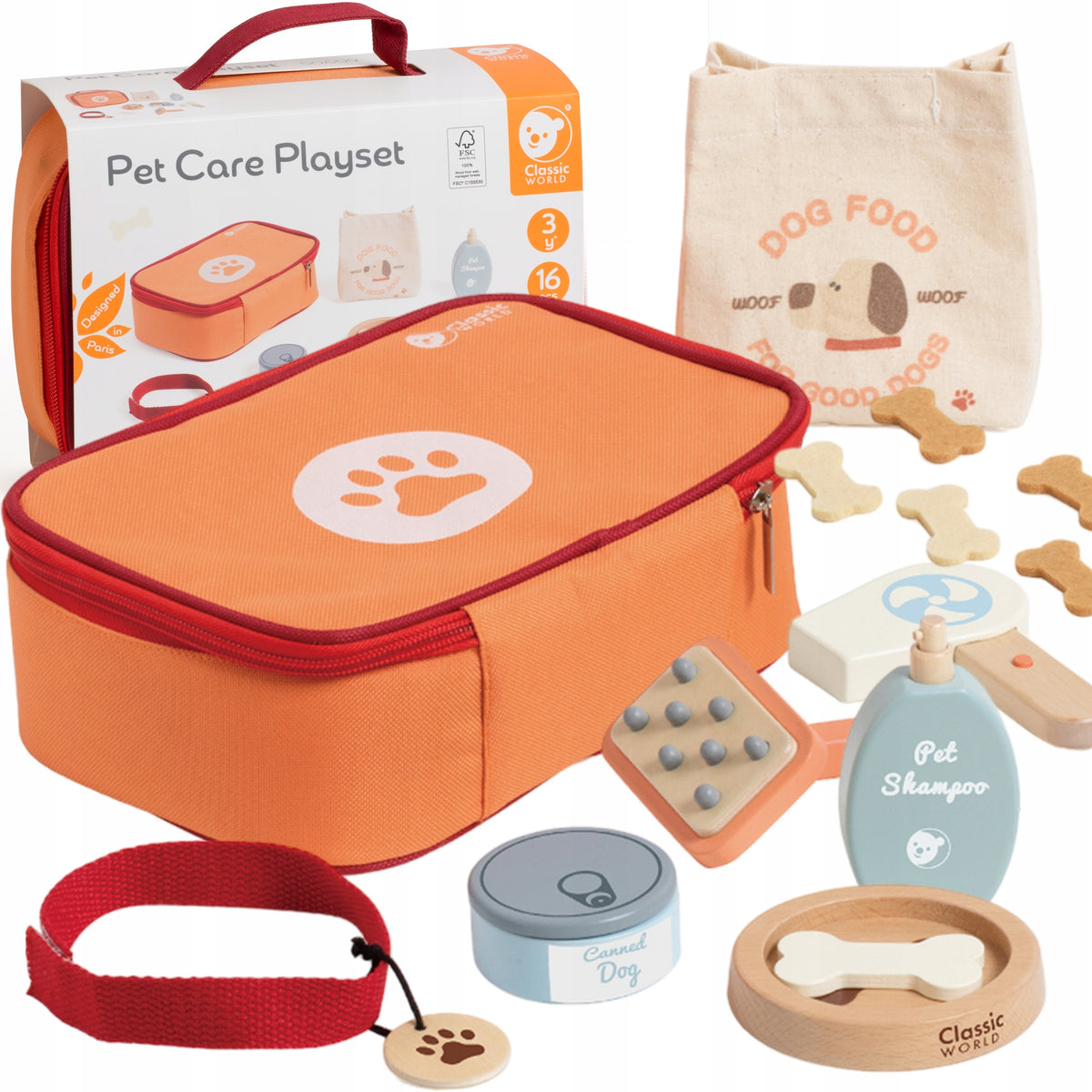 WOODEN SET BEAUTY SALON FOR DOG HAIRDRESSER CARE IN SUITCASE