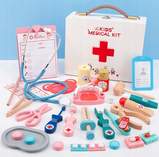 WOODEN SET OF SMALL DOCTOR ACCESSORIES BOX FUN GIFT Manufacturer code RE-500