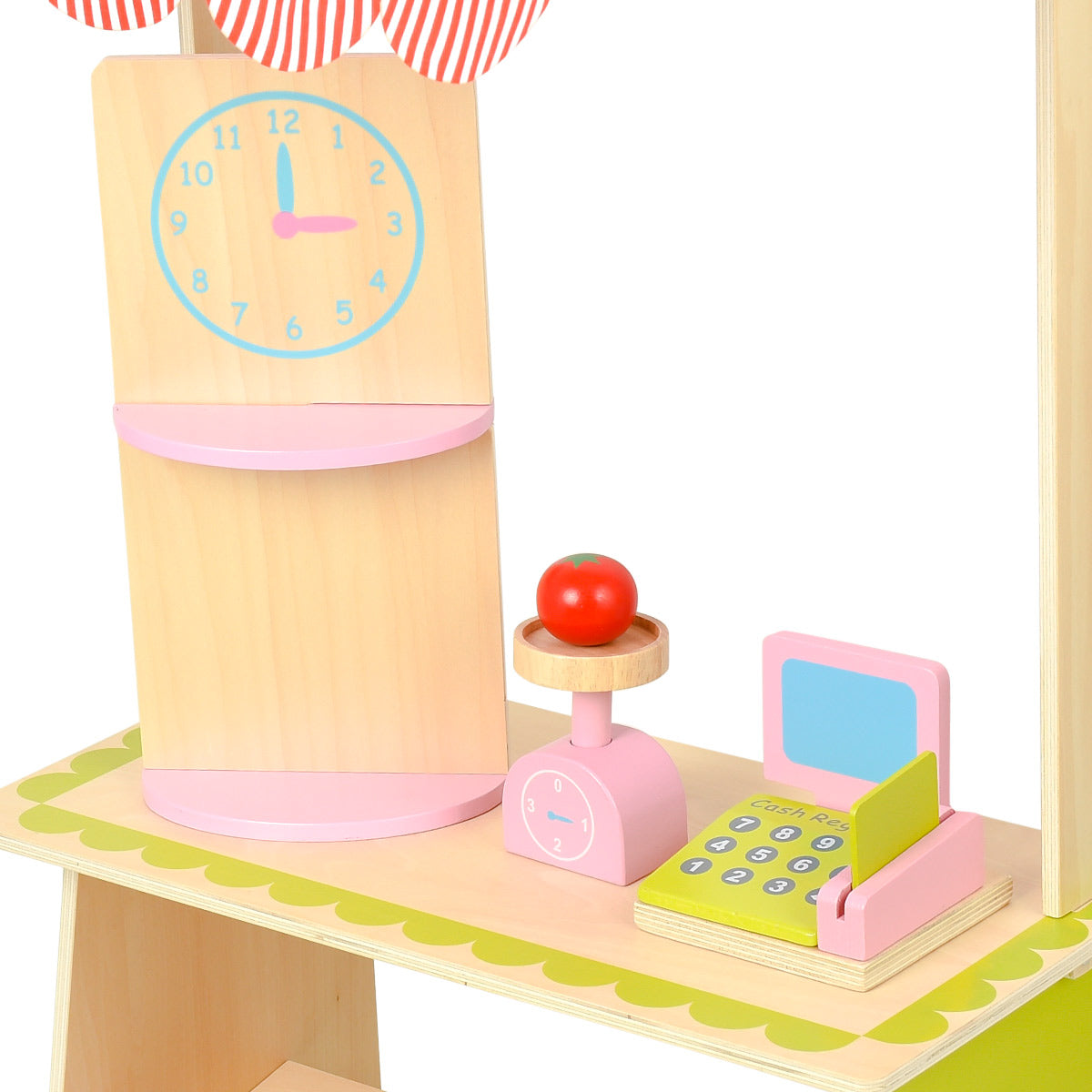 WOODEN SHOP STALL FOR CHILDREN CASH REGISTER WEIGHT FRUIT VEGETABLES 91 CM Brand no brand