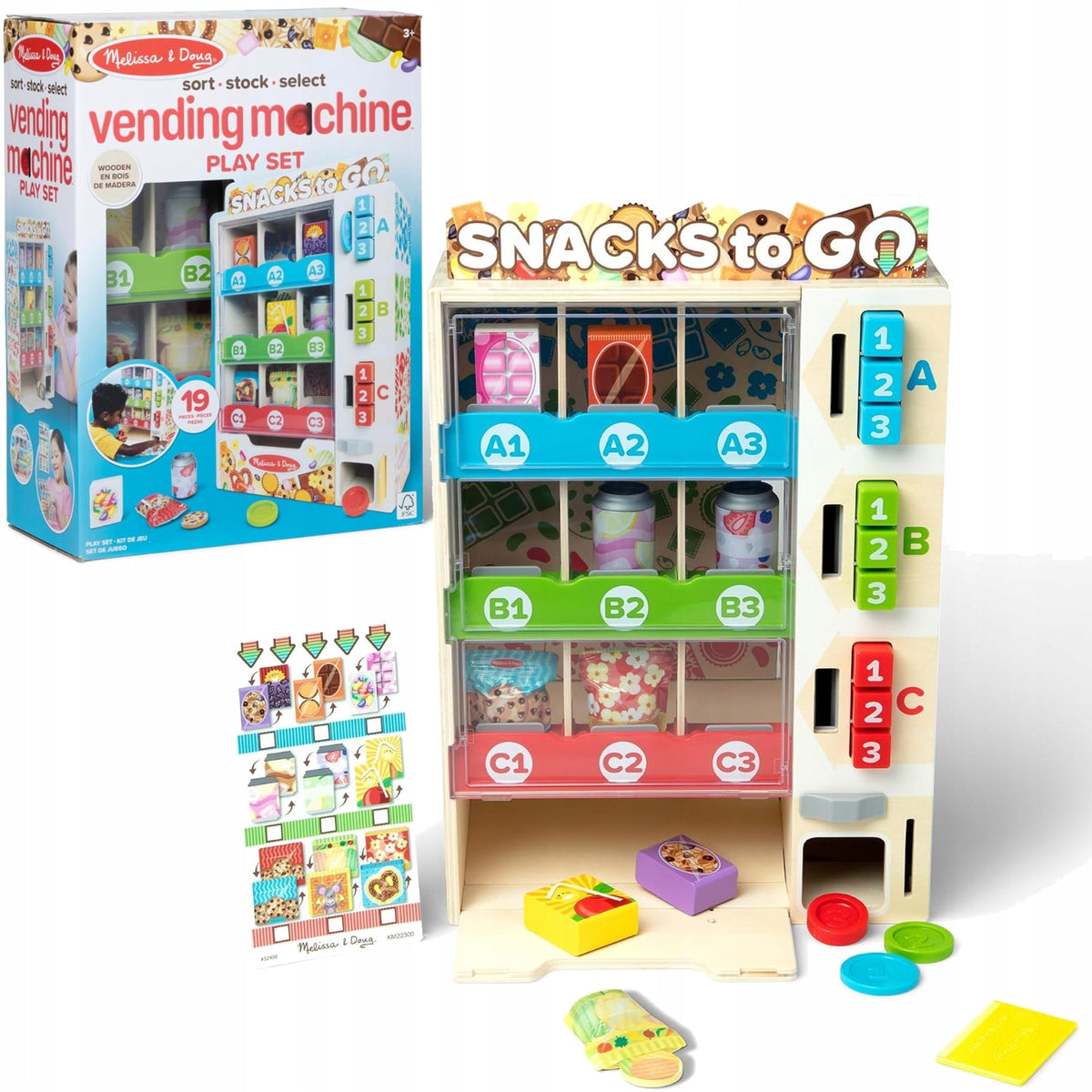WOODEN SNACK VENDING MACHINE TO GO SHOP TOY ROLE PLAY