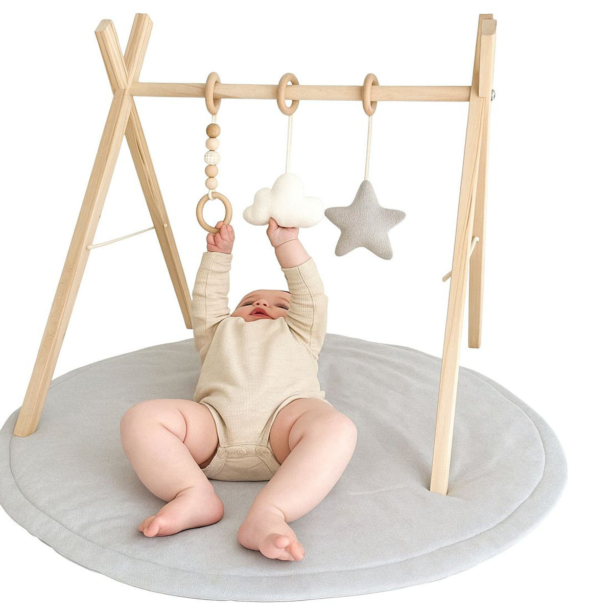 WOODEN STAND GYMNASTIC EDUCATIONAL BEECH BABIES BABY GYM *