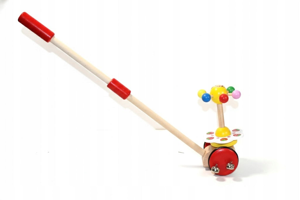 WOODEN STICK PUSHER with Bells for Learning to Walk for Children Packaging status original