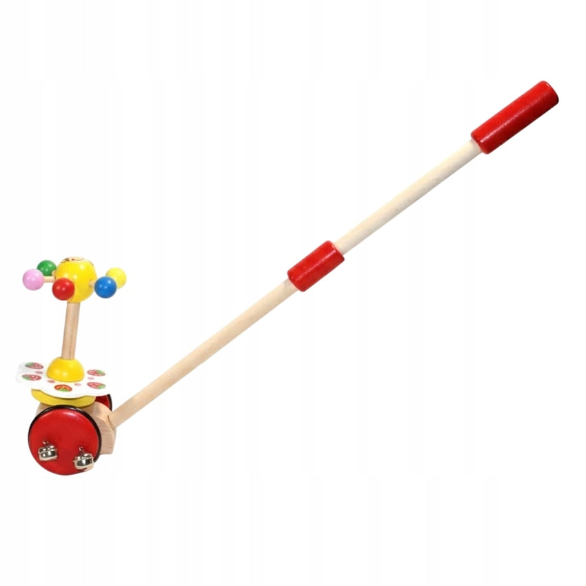 WOODEN STICK PUSHER with Bells for Learning to Walk for Children