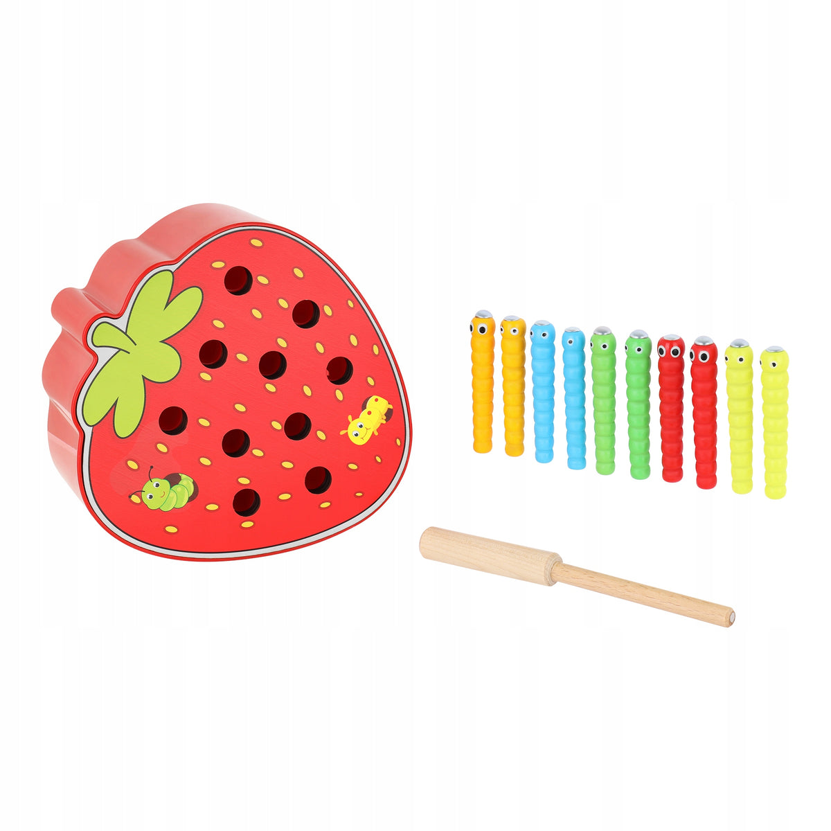 WOODEN STRAWBERRY GAME CATCH WORM FISHING ROD Manufacturer code LT295T