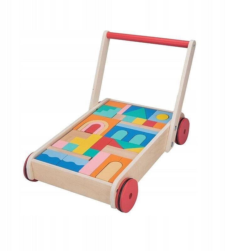 WOODEN STROLLER FOR BABY PUSHER WALKER WOODEN BLOCKS 50El