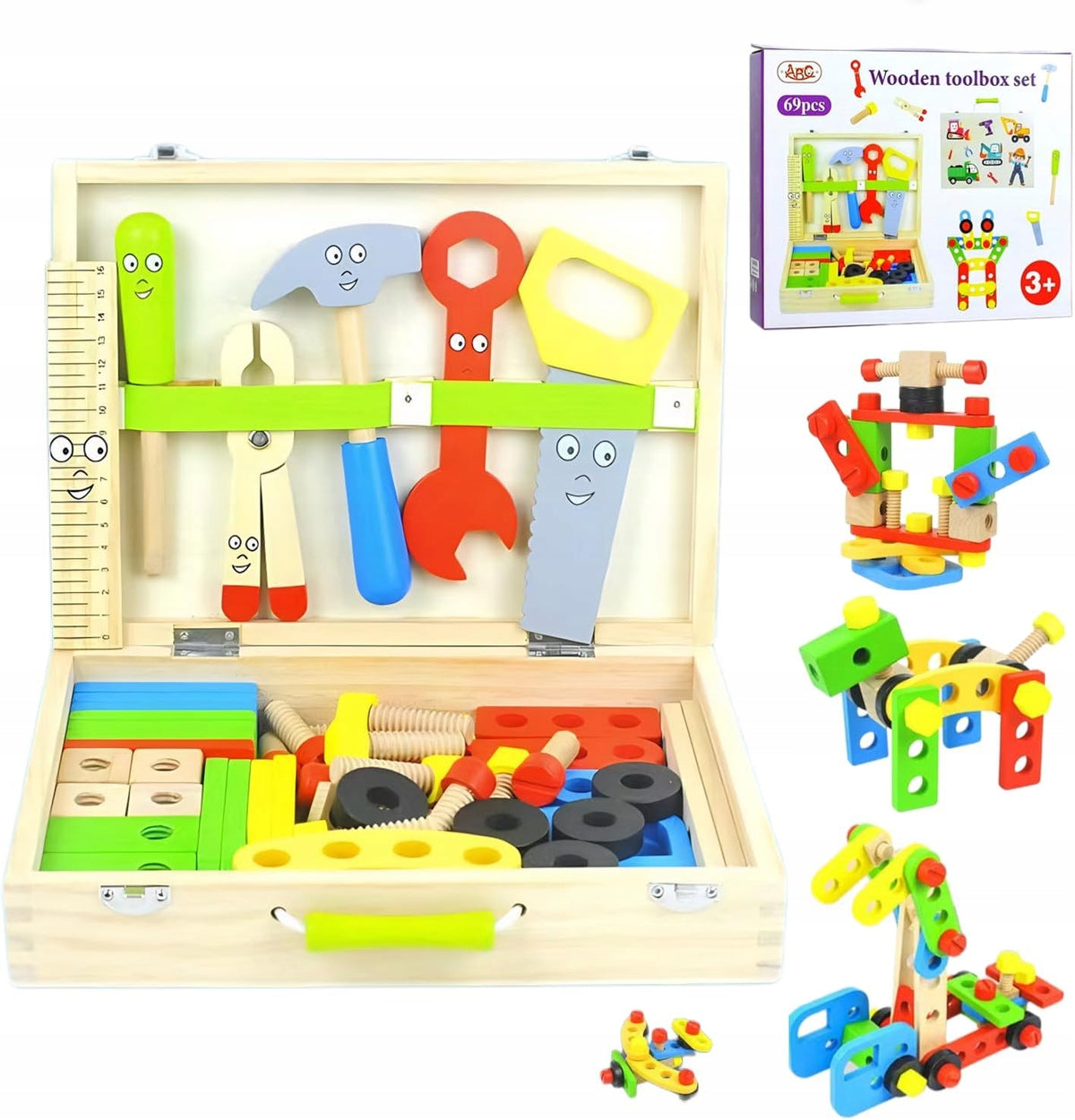 WOODEN SUITCASE WITH TOOLS FOR CHILDREN 69EL. TOOL BOX