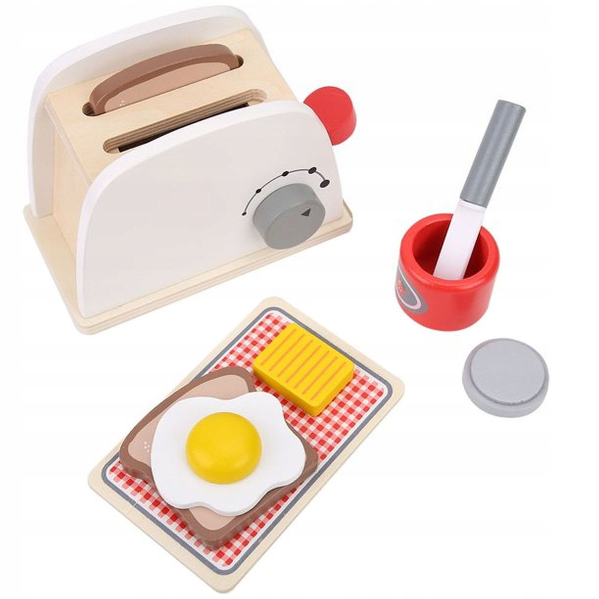 WOODEN TOASTER + ACCESSORIES BREAKFAST SET Toaster toy + accessories