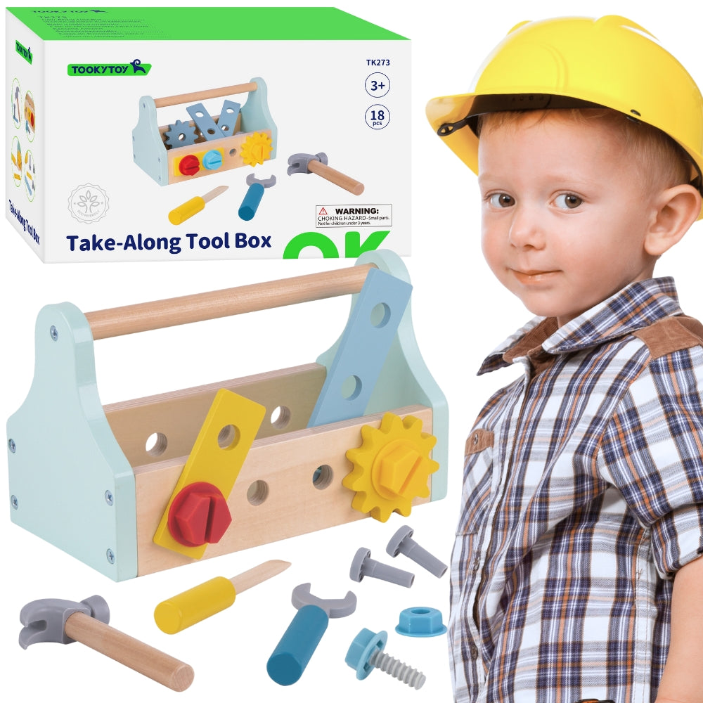 WOODEN TOOL BOX SET SMALL DIYER TOOKY TOY
