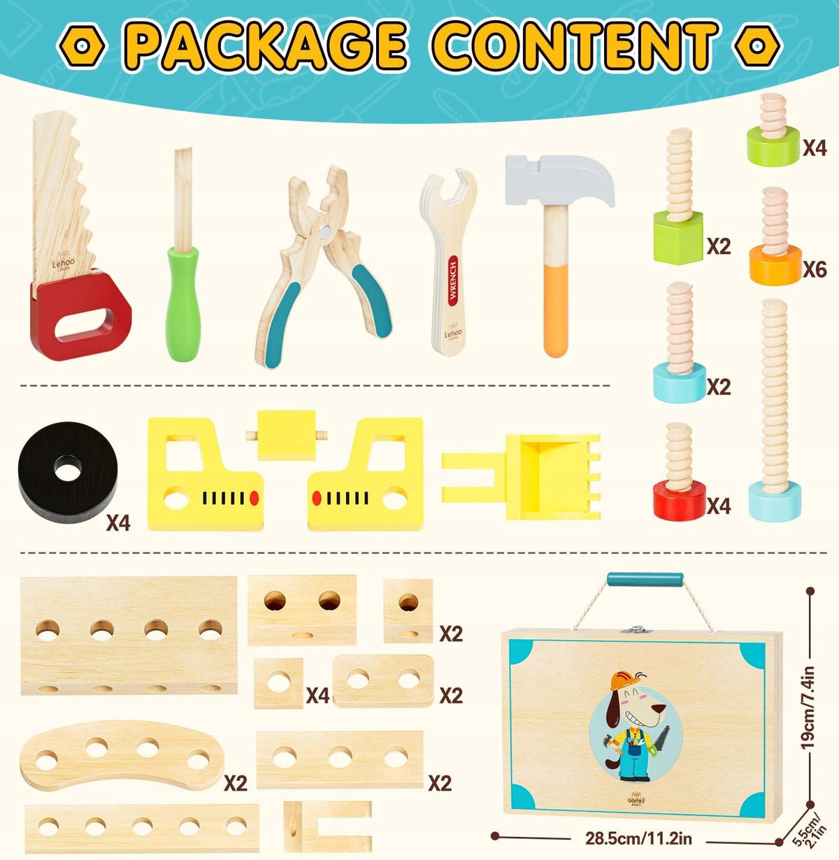 WOODEN TOOL CASE COMPLETE TOY SET SMALL DIYER EAN (GTIN) 0099748679388