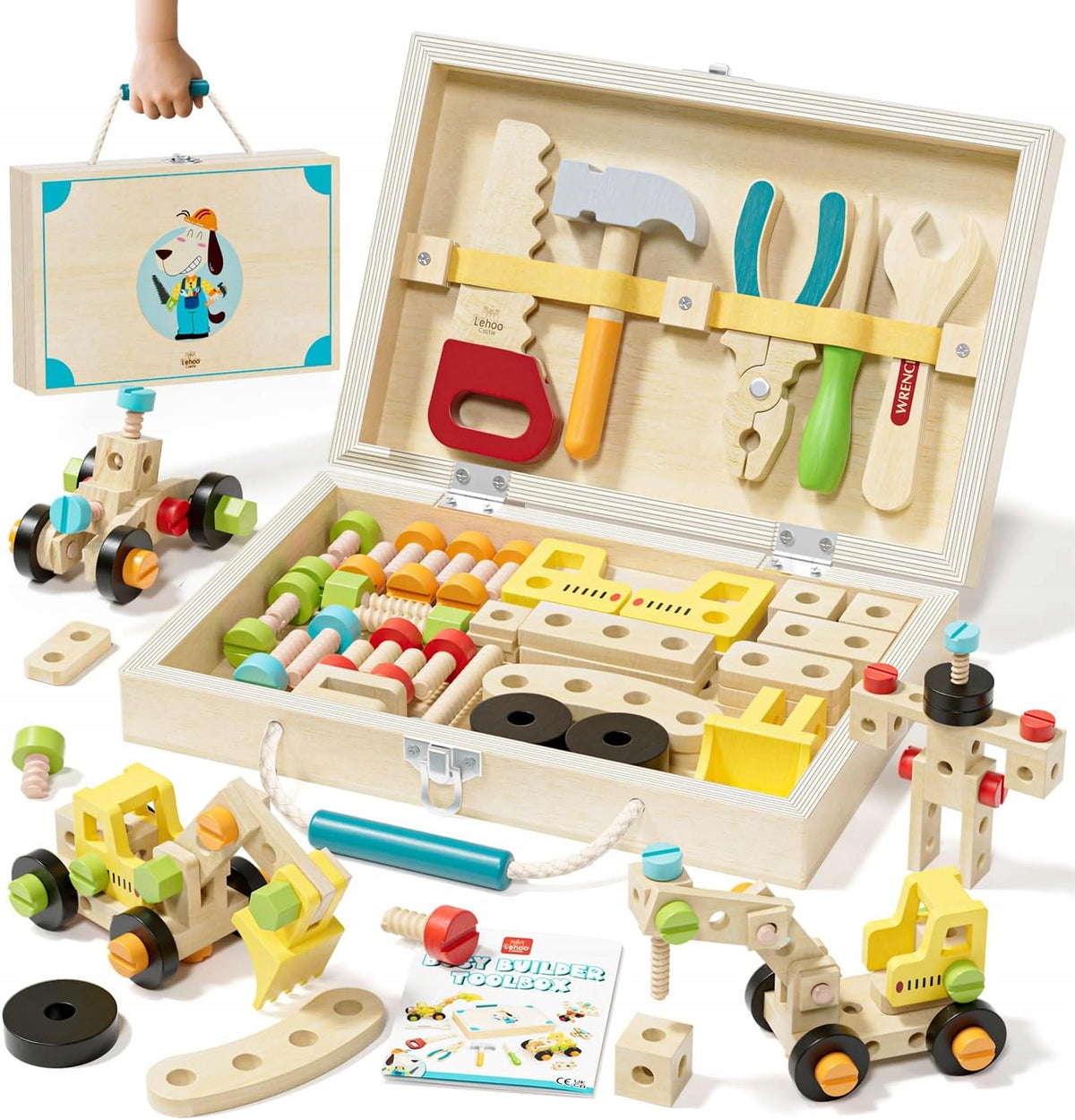 WOODEN TOOL CASE COMPLETE TOY SET SMALL DIYER