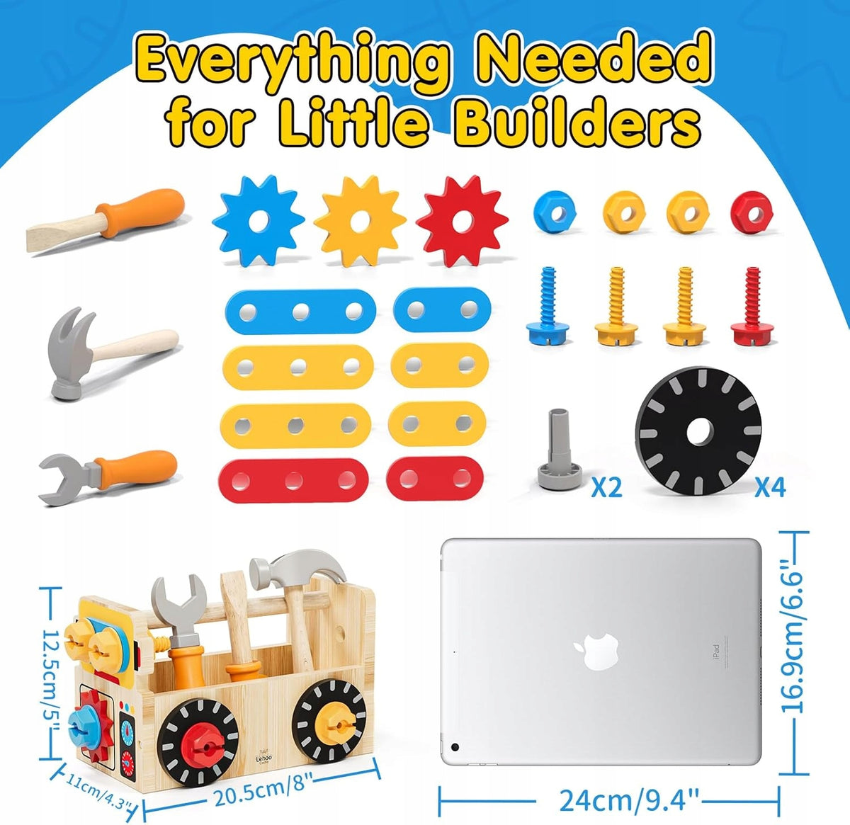 WOODEN TOOL SET 29EL WORKSHOP MONTESSORI FOR CHILDREN Packaging status original