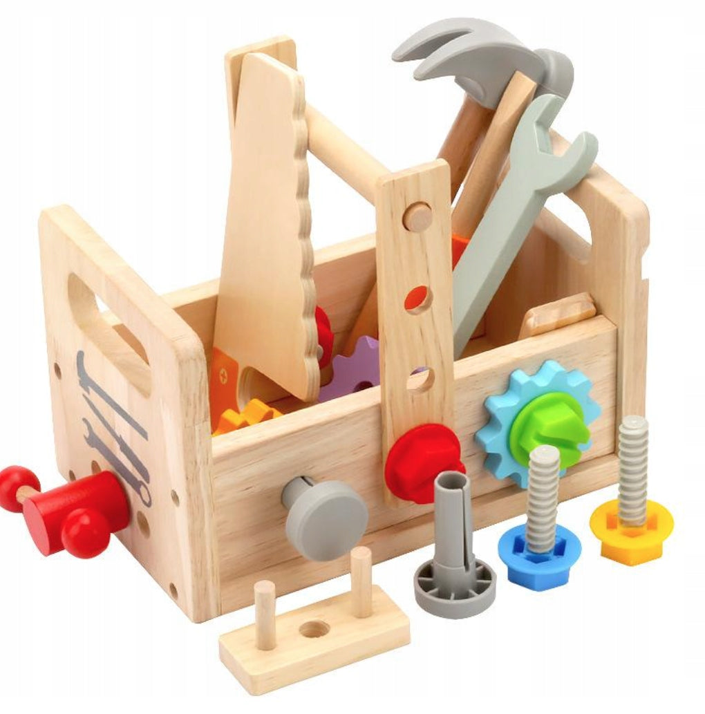 WOODEN TOOL SET TOY FOR CHILDREN SMALL DIYER IN A BOX