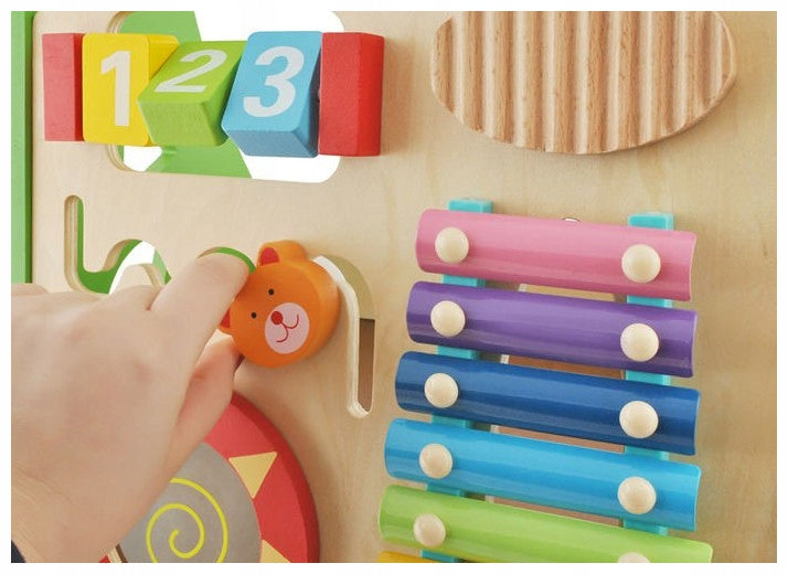 WOODEN TOYS FOR CHILDREN 2 YEAR OLD WALKER PUSHER CYMBALS ABACUS Color red