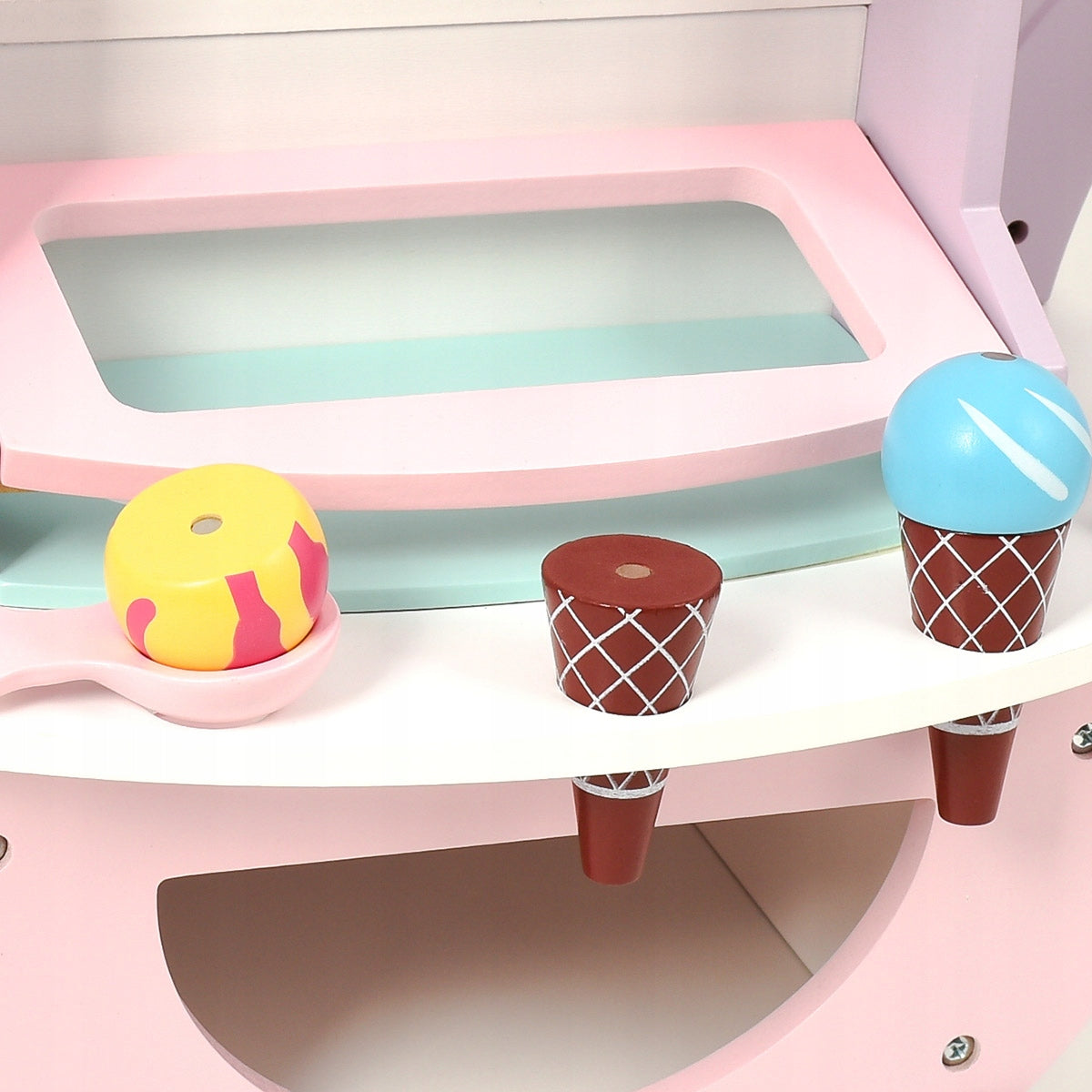 WOODEN TROLLEY WITH ICE CREAM SHOP Color pink