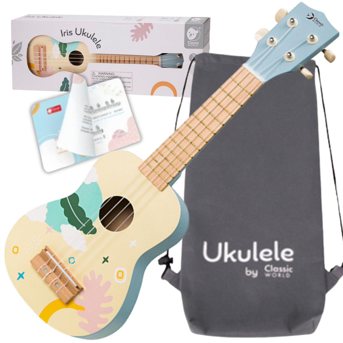WOODEN UKULELE CHILDREN TO LEARN TO PLAY GUITAR STRINGS COVER CLASSIC WORLD