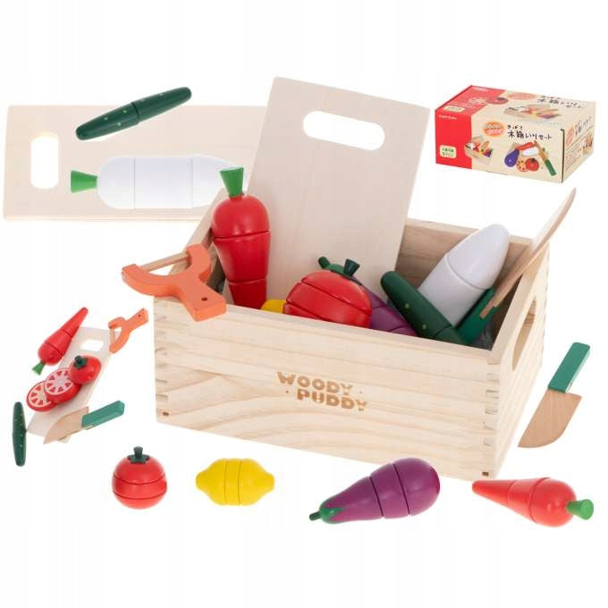 WOODEN VEGETABLES FOR CUTTING ON A MAGNET IN A BOX