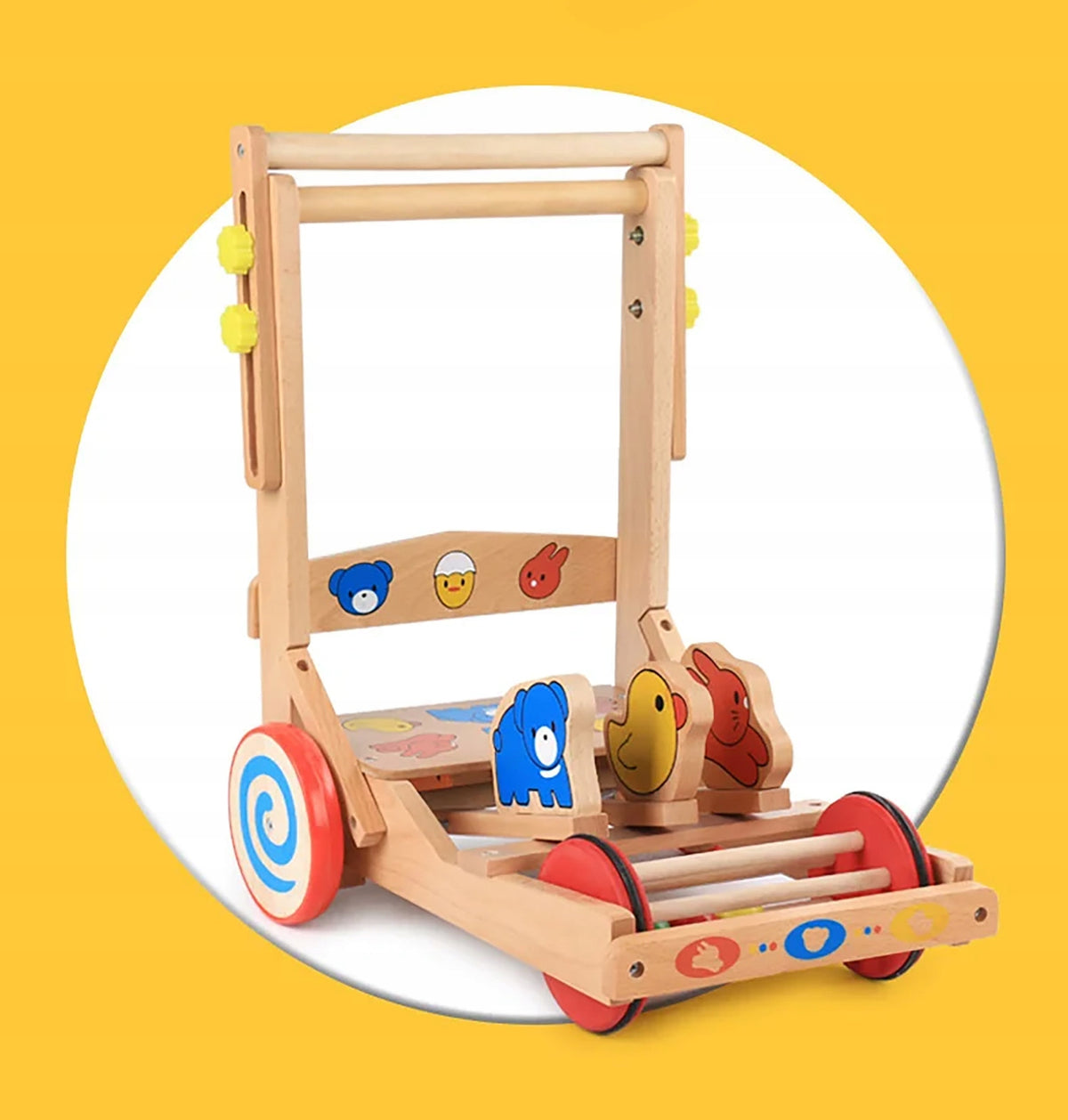 WOODEN WALKER PUSHER INTERACTIVE JUMPING ANIMALS ADJUSTABLE Brand NiceKids