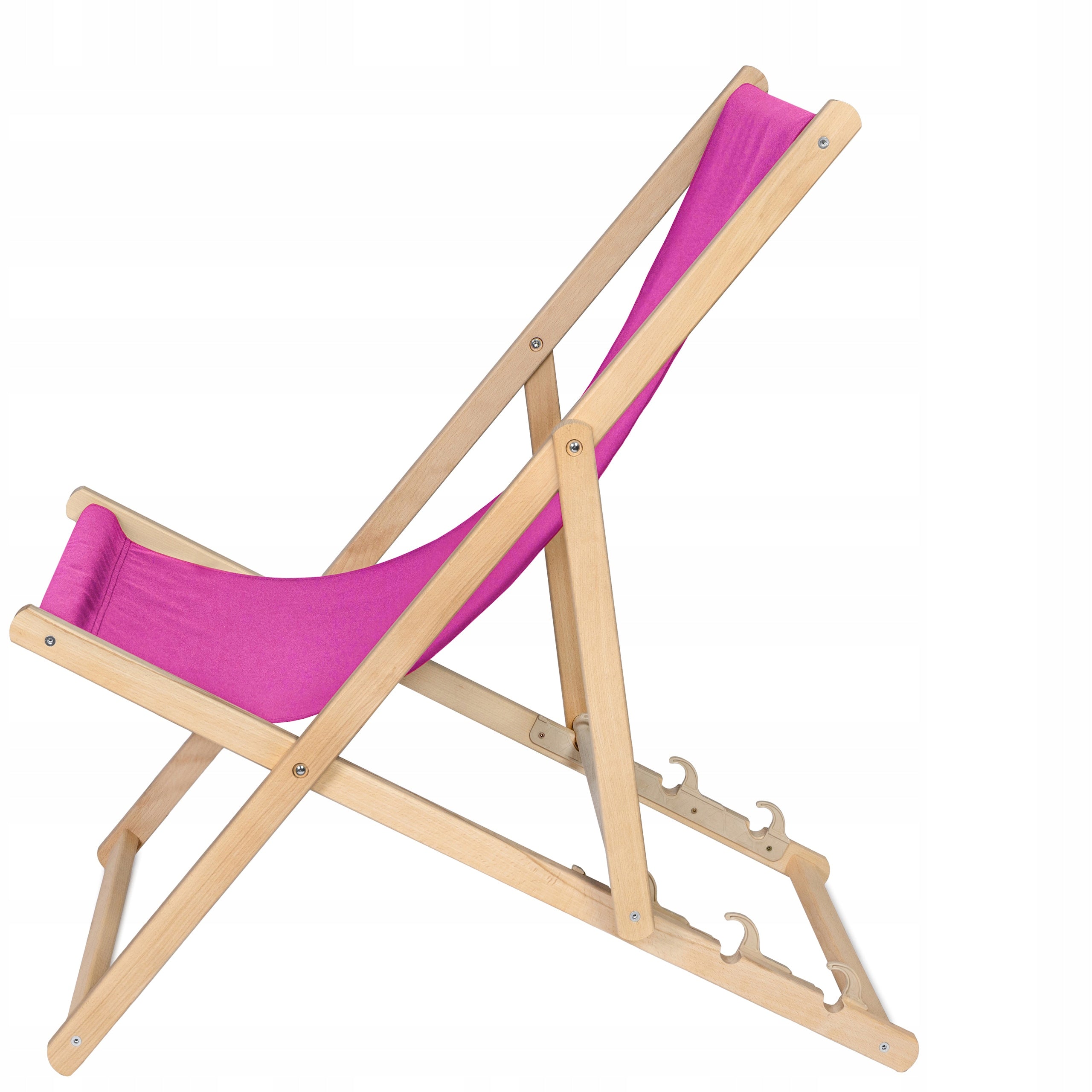 WOODEN beach lounger THICK SLATS for balcony terrace STRONG [PINK] Color pink