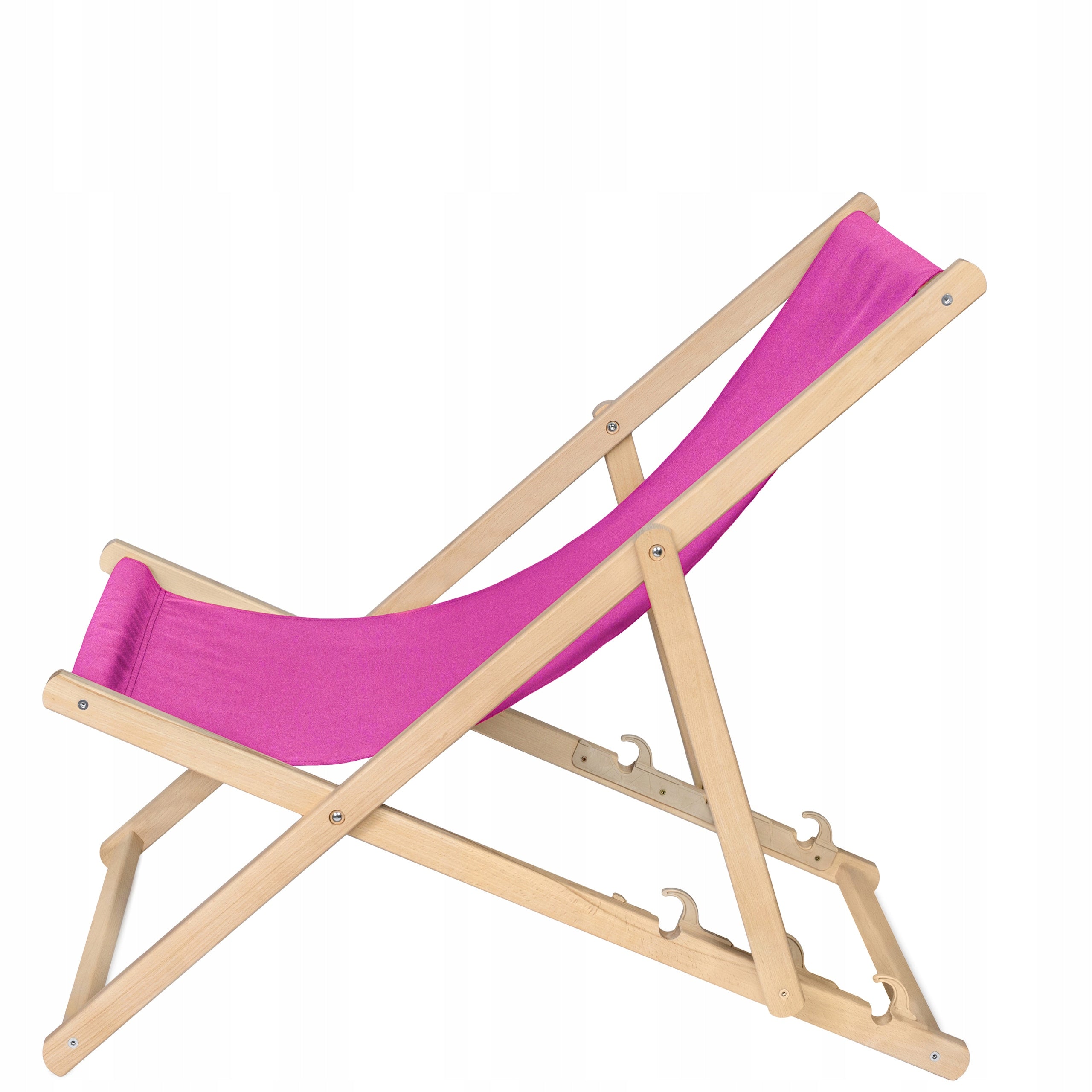 WOODEN beach lounger THICK SLATS for balcony terrace STRONG [PINK] Kind sunbed