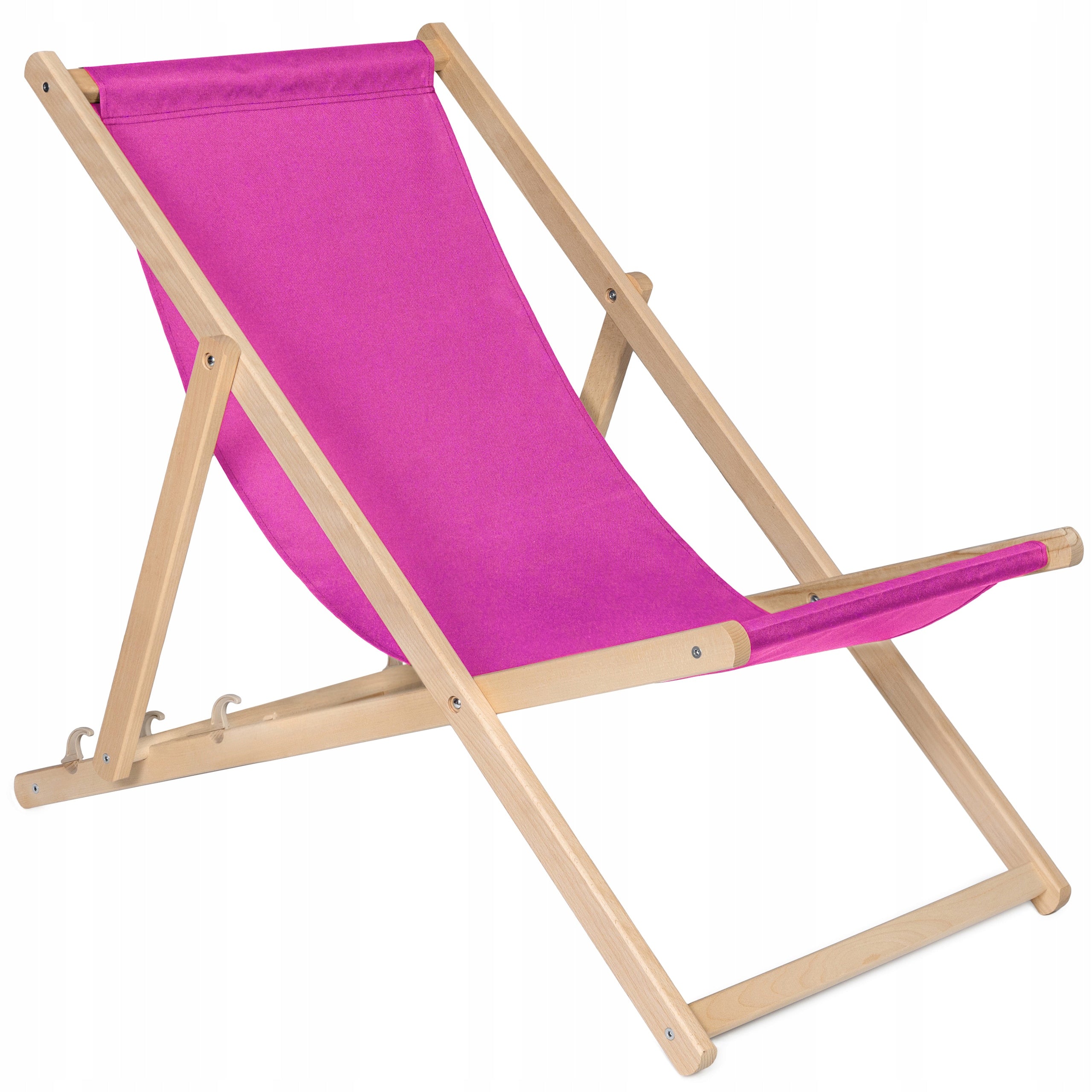 WOODEN beach lounger THICK SLATS for balcony terrace STRONG [PINK]
