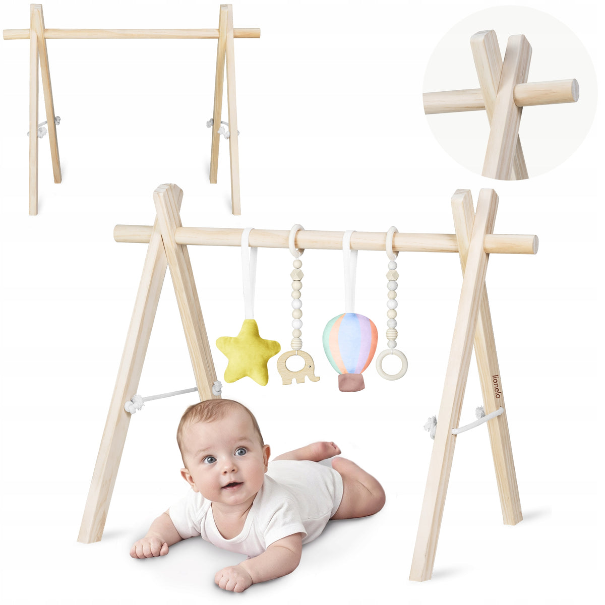 WOODEN educational stand Baby Gym development and fun babies Lionelo Anis