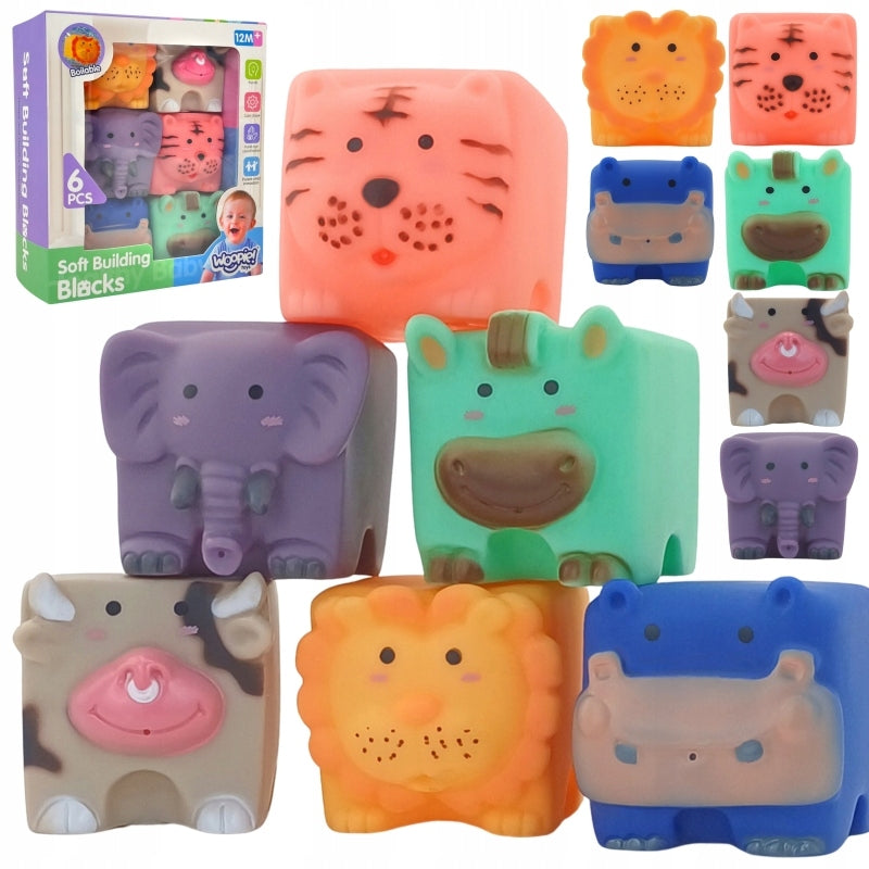 WOOPIE BABY Animal Blocks Squeezing Puzzle + Sound 6 el.