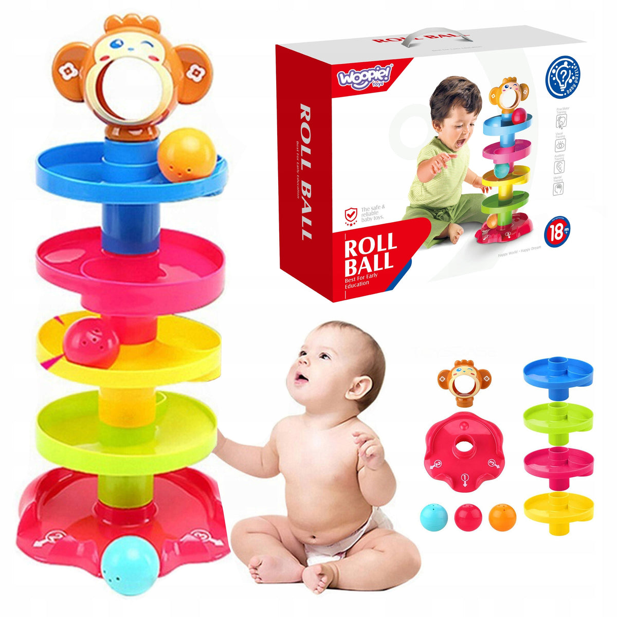 WOOPIE BABY Bullet Ball Track Set Spiral + 3 Balls