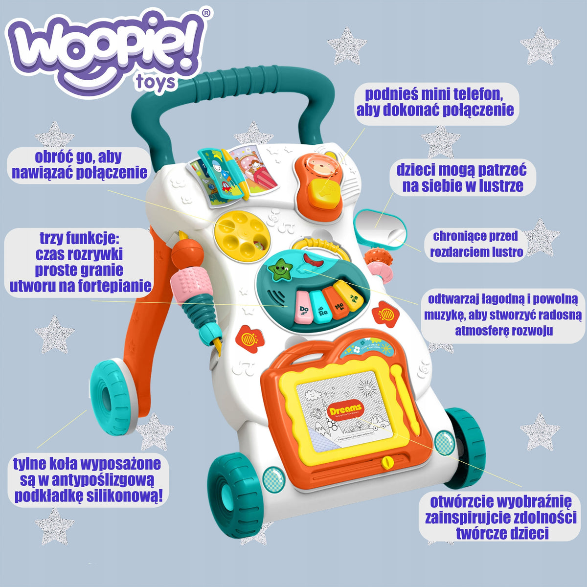WOOPIE BABY Playing Walker with Znikopis Pusher Piano Manufacturer code 5904326949317