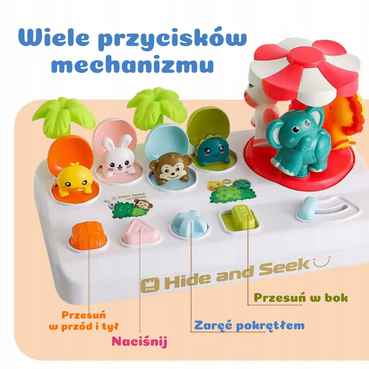 WOOPIE BABY Pop Up Animals Pop Up Carousel Interactive Toy Kid's age 3＋ years