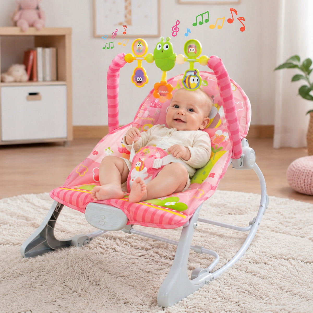 WOOPIE BABY Rocker Lounger With Vibrations And Headband Pink Manufacturer code 59288